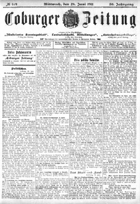 Coburger Zeitung Mittwoch 28. Juni 1911