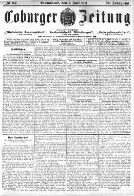 Coburger Zeitung Samstag 1. Juli 1911