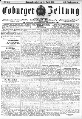 Coburger Zeitung Samstag 8. Juli 1911