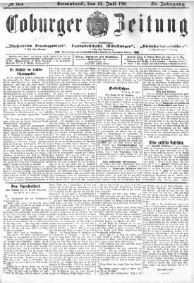 Coburger Zeitung Samstag 15. Juli 1911