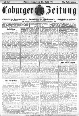 Coburger Zeitung Donnerstag 20. Juli 1911