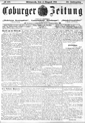 Coburger Zeitung Mittwoch 2. August 1911