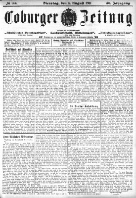 Coburger Zeitung Dienstag 8. August 1911