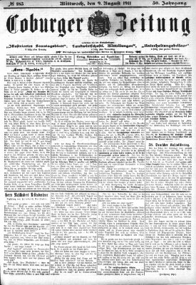 Coburger Zeitung Mittwoch 9. August 1911