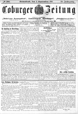 Coburger Zeitung Samstag 2. September 1911