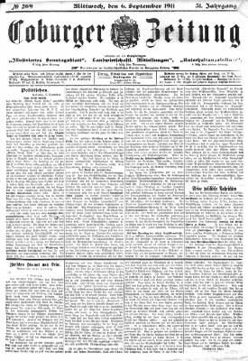 Coburger Zeitung Mittwoch 6. September 1911