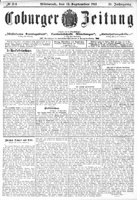 Coburger Zeitung Mittwoch 13. September 1911