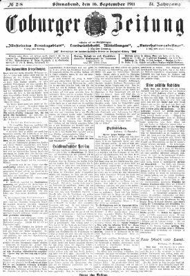 Coburger Zeitung Samstag 16. September 1911