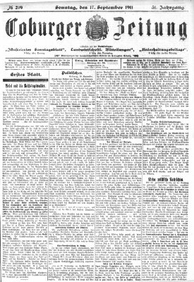 Coburger Zeitung Sonntag 17. September 1911