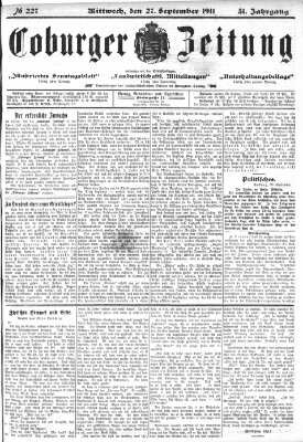 Coburger Zeitung Mittwoch 27. September 1911