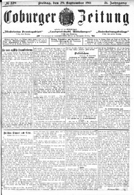 Coburger Zeitung Freitag 29. September 1911