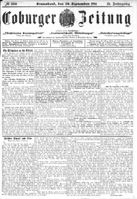 Coburger Zeitung Samstag 30. September 1911