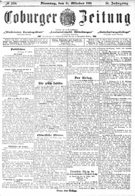 Coburger Zeitung Dienstag 31. Oktober 1911