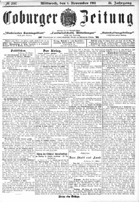 Coburger Zeitung Mittwoch 1. November 1911