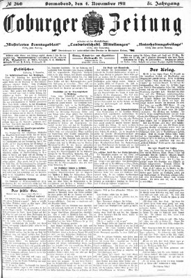 Coburger Zeitung Samstag 4. November 1911