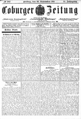 Coburger Zeitung Freitag 10. November 1911