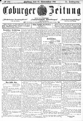 Coburger Zeitung Freitag 17. November 1911