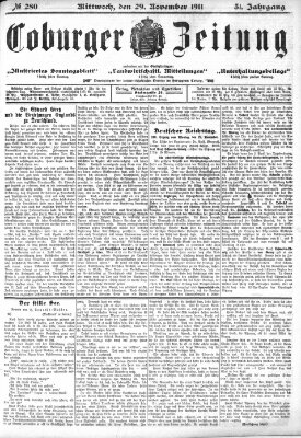 Coburger Zeitung Mittwoch 29. November 1911