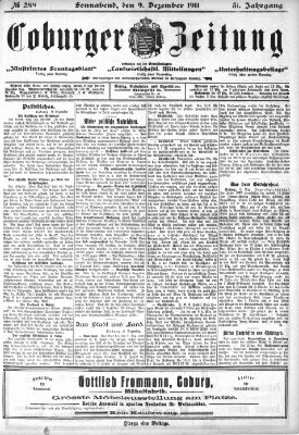 Coburger Zeitung Samstag 9. Dezember 1911