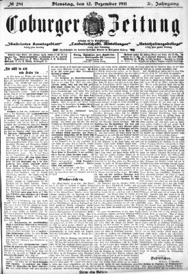 Coburger Zeitung Dienstag 12. Dezember 1911