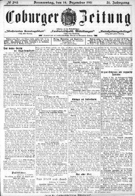 Coburger Zeitung Donnerstag 14. Dezember 1911