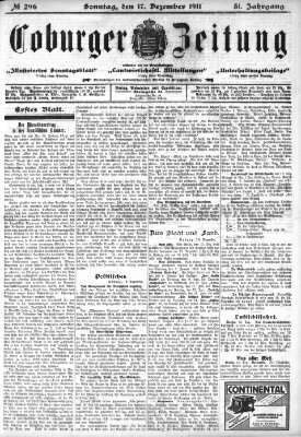 Coburger Zeitung Sonntag 17. Dezember 1911