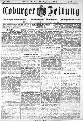 Coburger Zeitung Mittwoch 20. Dezember 1911