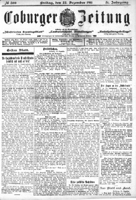 Coburger Zeitung Freitag 22. Dezember 1911