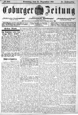 Coburger Zeitung Sonntag 31. Dezember 1911