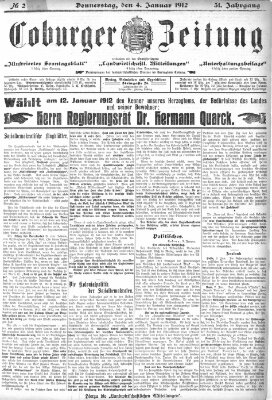 Coburger Zeitung Donnerstag 4. Januar 1912