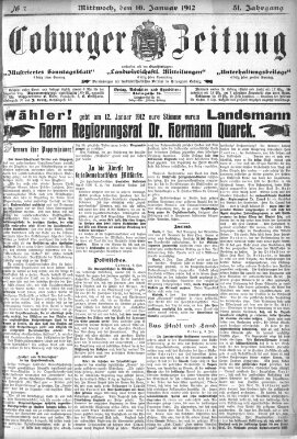 Coburger Zeitung Mittwoch 10. Januar 1912