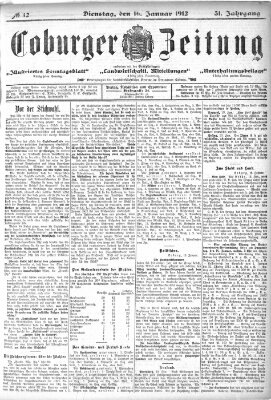 Coburger Zeitung Dienstag 16. Januar 1912