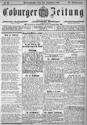 Coburger Zeitung Samstag 20. Januar 1912