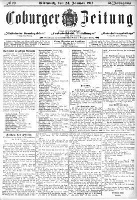 Coburger Zeitung Mittwoch 24. Januar 1912