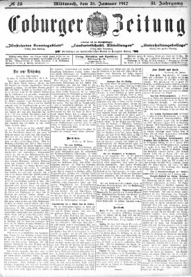 Coburger Zeitung Mittwoch 31. Januar 1912