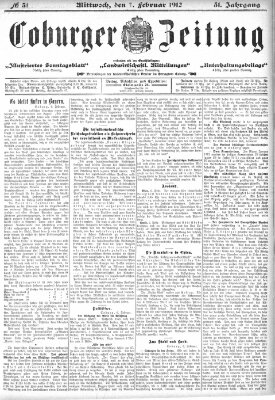 Coburger Zeitung Mittwoch 7. Februar 1912