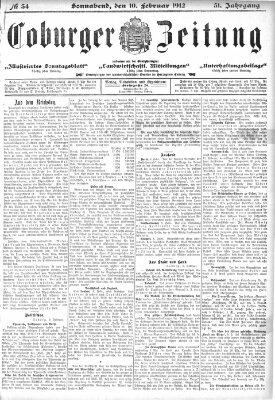 Coburger Zeitung Samstag 10. Februar 1912