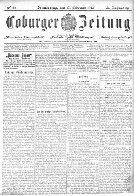 Coburger Zeitung Donnerstag 15. Februar 1912