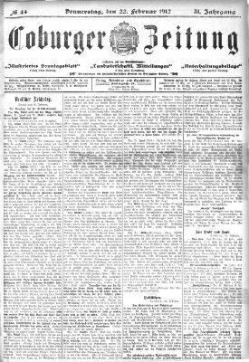 Coburger Zeitung Donnerstag 22. Februar 1912