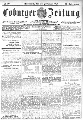 Coburger Zeitung Mittwoch 28. Februar 1912