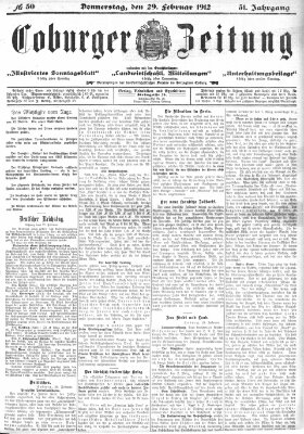 Coburger Zeitung Donnerstag 29. Februar 1912