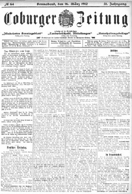 Coburger Zeitung Samstag 16. März 1912