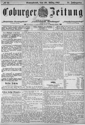 Coburger Zeitung Samstag 30. März 1912