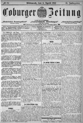 Coburger Zeitung Mittwoch 3. April 1912