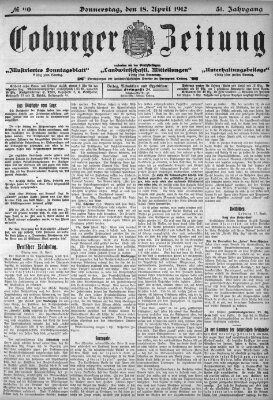 Coburger Zeitung Donnerstag 18. April 1912