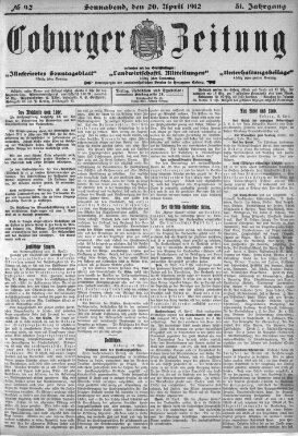 Coburger Zeitung Samstag 20. April 1912