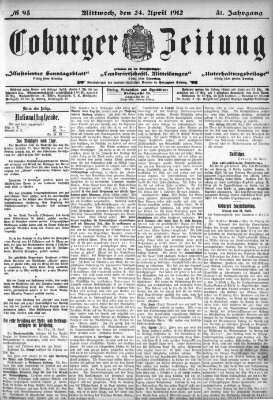 Coburger Zeitung Mittwoch 24. April 1912