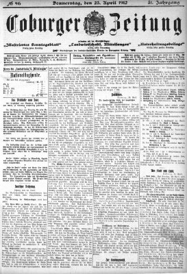 Coburger Zeitung Donnerstag 25. April 1912