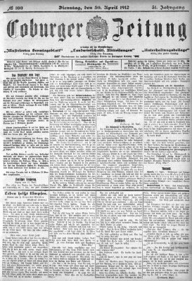 Coburger Zeitung Dienstag 30. April 1912