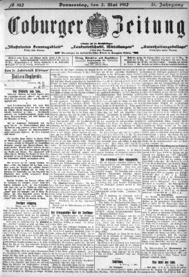 Coburger Zeitung Donnerstag 2. Mai 1912